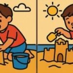 IQ-test: hitta 3 skillnader i bilden av en pojke som bygger sandslott på 31 s IQ-test: hitta 3 skillnader i bilden av en pojke som