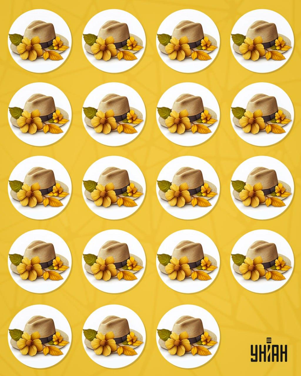 Vi måste hitta en konstig hatt bland en hög med andra / collage Moje