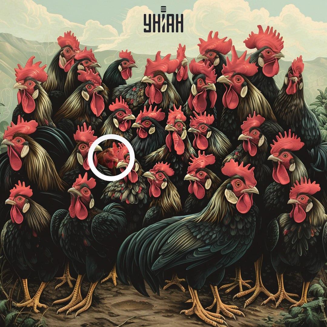 En kycklings kammussla är inte samma sak som en tupps / Moje collage